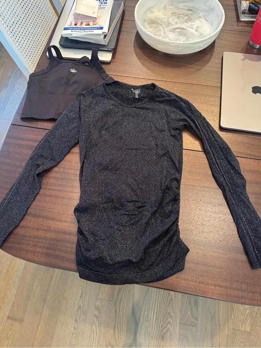 Athleta Black Metallic Top